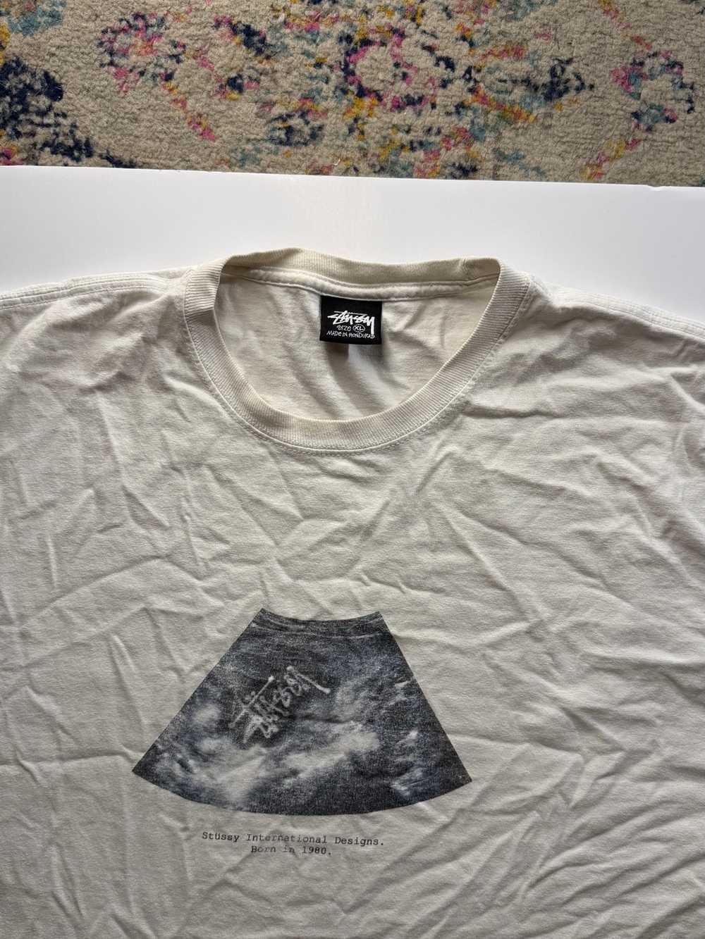 Stussy Cream Short-Sleeve Tee with Black Graphic - Picture 2 of 5